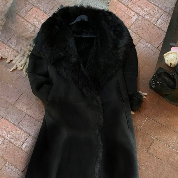 NEW Floor Length Shearling Coat, - Picture 1 of 5